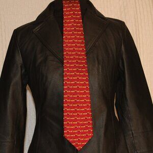 PINEDA COVALIN Cacao 100% Silk Necktie MEXICO Luxury MEXICANO crimson browns XL